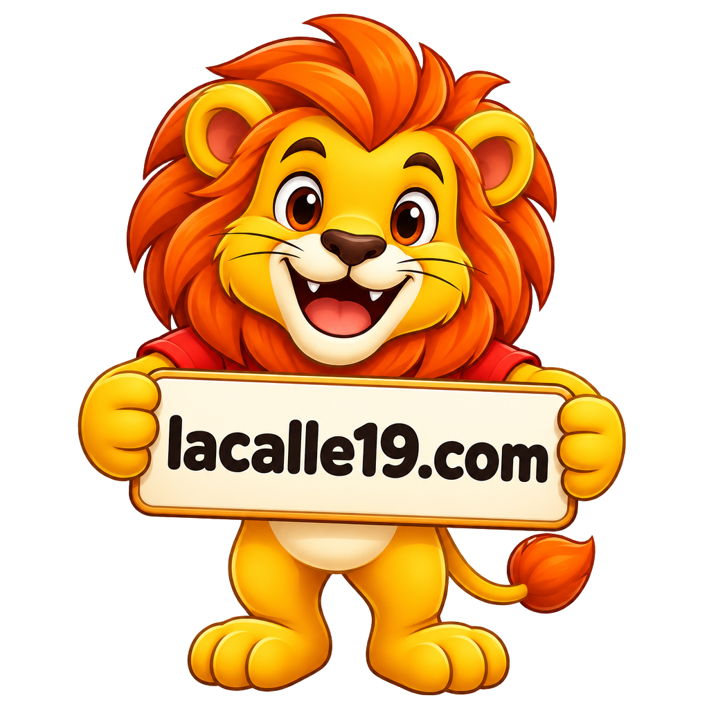 Leo19, la mascota de LA CALLE 19, sosteniendo lacalle19.com